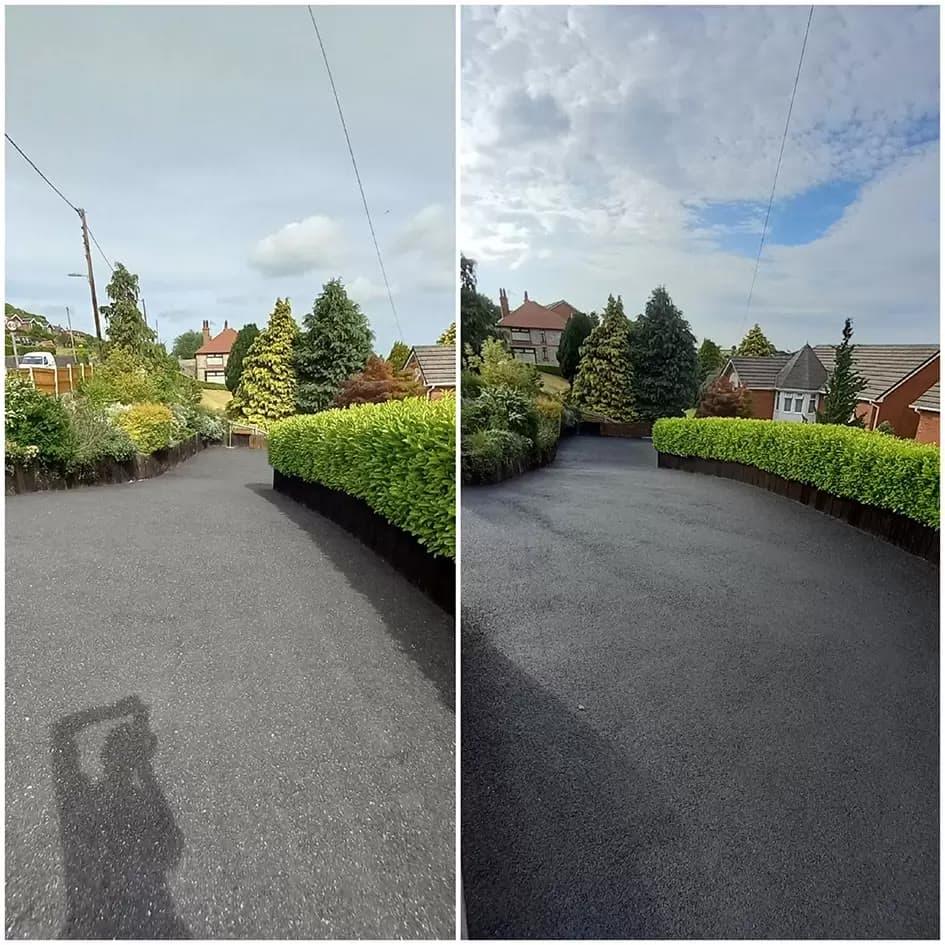 Smooth curved driveway edge with clean finish